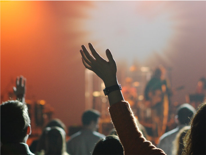 Picture of people worshiping in church